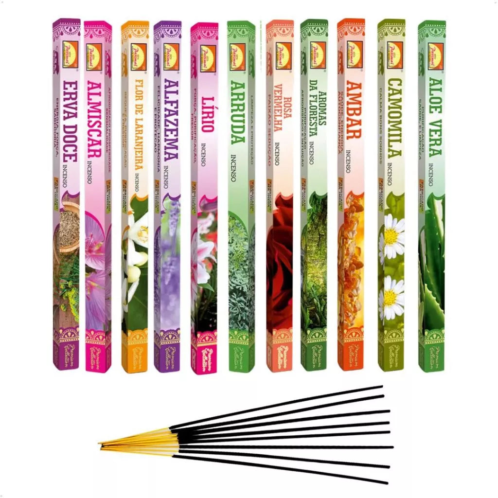 Kit Incenso Natural Indiano 10 Cxs - Aroma Variado